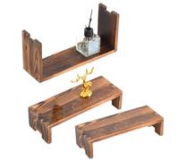 Rectangular Wooden Tiered Stand for Cupcakes, Jewelry, Perfume, or Collectibles, Rustic Display Riser for Desserts, Home Decor, Events, Shelf or Counter Top Use, 3 Pieces