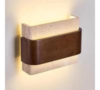Rectangular Yellow Cave Stone Wall Light, Walnut Wood Sconce, Modern Bedside Wall Lamp, 23W LED Wall Lights - 3000K, Upper and Lower Lighting Wall Lamps for Bedroom, Corridor