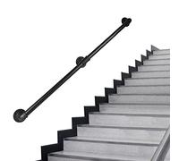 Rectoo Pipe Stair Handrail, 6 Ft Metal Staircase Handrail, Black Galvanized Industrial Iron Hand Rail for Indoor & Outdoor Wall Mount Support, Wall Hand Railing,Safety Handle, Steps Baluster(HR01-3)