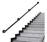Rectoo Pipe Stair Handrail, 9 Ft Metal Staircase Handrail, Black Galvanized Industrial Iron Hand Rail for Indoor & Outdoor Wall Mount Support, Wall Hand Railing,Safety Handle, Steps Baluster(HR09)