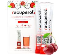 Recuperol Electrolytes Sachets - Rehydration Electrolytes Powder with Zinc, Vitamin C, B12, D3 & Potassium for Hydration - Sugar Free, Vegan & Low Calorie - Cherry 6 Pack