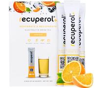 Recuperol Electrolytes Sachets - Rehydration Electrolytes Powder with Zinc, Vitamin C, B12, D3 & Potassium for Hydration - Sugar Free, Vegan & Low Calorie - Orange 8 Pack