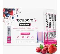 Recuperol Energy | Pre Workout & Recovery, Electrolytes Powder | 3-in-1 Rehydration, Energy & Multivitamin | 100mg Caffeine, Taurine, Potent Taste for Clean Energy - 12 Mixed Berry Sachets
