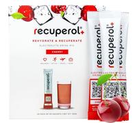 Recuperol Rehydration & Recovery Electrolytes Powder Supplement for Dehydration, 20 Sachets, Replace Mineral Salts & Fluids, Zinc, Vitamin C, B12, D3, Potassium, Natural Cherry Flavour