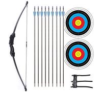 Recurve Bow and Arrow Set of 9 Arrows Archery Bow Set ,Youthbow Set for Beginner Outdoor Hunting Shooting Training with 2 Target Papers , 1 arm Guards