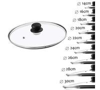 recus Glass Lid, Heat-resistant Lid with plastic Handle, Steam Hole, for Cooking Pot, Frying Pan, Saucepan, round, universal Lid in various Sizes, transparent (28 cm)