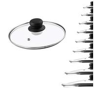 recus Glass Lid, Heat-resistant Lid with plastic Handle, Steam Hole, for Cooking Pot, Frying Pan, Saucepan, round, universal Lid in various Sizes, transparent (24 cm)