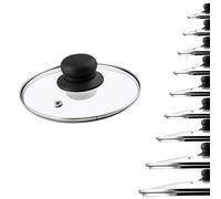 recus Glass Lid, Heat-resistant Lid with plastic Handle, Steam Hole, for Cooking Pot, Frying Pan, Saucepan, round, universal Lid in various Sizes, transparent (16 cm)