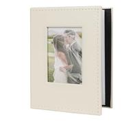 RECUTMS 100 4x6 Small Photo Album with Front Window, Premium Leather Cover Hold 100 Vertical Photos for Family Wedding Baby Children (Beige)