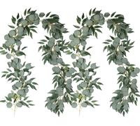 RECUTMS 2Pack Artificial Eucalyptus Garland with Willow Leaves 6.5Ft Fake Silk Hanging Plant Ivy Faux Greenery Green Leaf Rattan for Indoor Outdoor Wedding Party Home Table Arch Fence Patio Decor