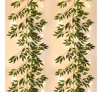 RECUTMS 2Pcs Artificial Silk Willow Leaves Vine with Light 5.9Ft