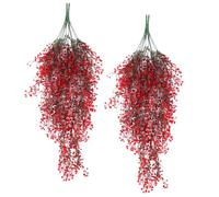 RECUTMS 4Pcs Artificial Fall Hanging Wisteria Plants 31.5In Plastic Red Ivy