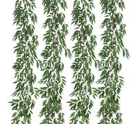RECUTMS 4Pcs Artificial Willow Leaves Vine Twigs 5.7Ft Silk Willows Leaf Ivy Garland Faux Greenery Ivy Plant Decor for Indoor Outdoor Wedding Jungle Beach Birthday Party Garden Table Spring Summer