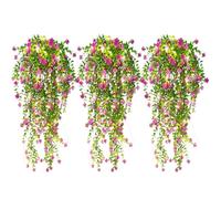 RECUTMS Artificial Hanging Plants Fake Hanging Plant Faux Eucalyptus Leaf Greenery Vine Outdoor UV Resistant Plastic Plants Home Garden Wedding Party Indoor Outdoor Decorations (Fuchsia)
