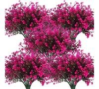 RECUTMS Artificial Outdoor Flowers Artificial Greenery Artificial Plant Bundles Spring Greenery Outdoor Plants Artificial UV Resistant for Porch Artificial Eucalyptus Stems,10 Pcs（Fuchsia）