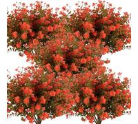 RECUTMS Artificial Outdoor Flowers Artificial Greenery Artificial Plant Bundles Spring Greenery Outdoor Plants Artificial UV Resistant for Porch Artificial Eucalyptus Stems,10 Pcs （Green Orange）