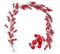 RECUTMS Artificial Red Berry Garland 6.4FT for Christmas Tree, Mantel, Table (Red fruit)