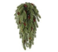 RECUTMS Christmas Artificial Hanging Pine Plant With Pinecones Christmas Garland Pine Needles Branches Greenery Fake Plants Faux Plants for Room Wall Outdoor Balcony Xmas Decor(Green)