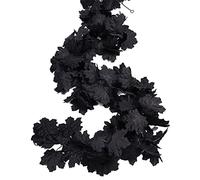 RECUTMS Fall Maple Leaf Garland Hanging Black Fall Leaves Vine Artificial Autumn Garland Halloween Thanksgiving Decor for Home (Black)