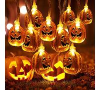 RECUTMS Halloween 3D Crystal Pumpkin String Lights, 10FT 20LED | 2 Lighting Modes, Battery Operated, Waterproof Design, Jack-O-Lantern Fairy Light, Home Garden Outdoor Indoor Use