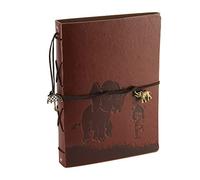 RECUTMS Leather Scrapbook Album 60 pages 10.8×8.3inch Vintage Leather Premium Black Paper Memory Book Children Back to School Holy Communion Gifts for Girls Boys Birthday Presents Kids (Elephant)