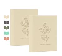 RECUTMS Photo Album 2 Pack 4x6 100 Photos Leather Holds Vertical Pictures