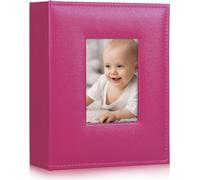 RECUTMS Photo Album 200 Photos Pocket Black Page Album PU Leather Small Album For Family Wedding Holiday Anniversary Guest Book Baby Photo Albums 6x4 200 photo slots Picture（Pink）
