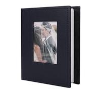 RECUTMS Photo Album 4x6 100 Pages Photos Leather Cover Picture Book with Personalized Front Window for Wedding Family Children Graduation Anniversary Vacation (Black blue)