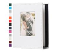 RECUTMS Photo Album 4x6 52 Pockets, Small Mini Capacity Leather Photo Album with Front Window, Each Pack Hold 52 Vertical Photos for Family Wedding Baby Children(White)