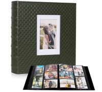 RECUTMS Photo Album 4x6 600 Photos Black Inner Page Button Grain Leather Big Capacity Pockets Pictures Album Birthday Christmas Wedding Anniversary (Dark Green)