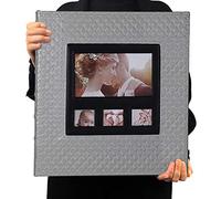 RECUTMS Photo Album 4x6 600 Photos Black Inner Page Button Grain Leather Big Capacity Pockets Pictures Album Birthday Christmas Photo Albums Wedding Anniversary (Gray)