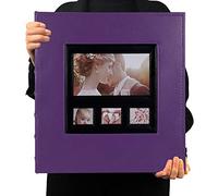 RECUTMS Photo Album 4x6 600 Photos Leather Frame Cover,Black Pages Horizontal and Vertical Photos Large Capacity Photo Picture Album Gift for Birthday (Purple)
