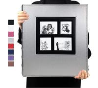 RECUTMS Photo Album 4x6 Holds 600 Photos Black Pages Large Capacity Leather Cover Wedding Family Baby Photo Albums Book Horizontal and Vertical Photos (Silver), 600 pockets