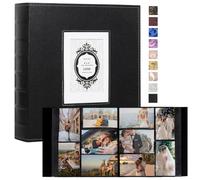 RECUTMS Photo Album 600 Pockets 4x6 Pictures Leather Memory Book Black