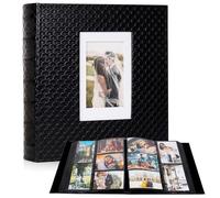 RECUTMS Photo Album 6x4 600 Photos Black Inner Page Button Grain Leather Big Capacity Pockets Pictures Album Birthday Christmas Photo Albums Wedding Anniversary (Black)