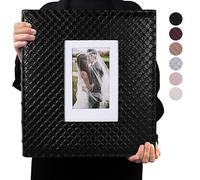 RECUTMS Photo Album 6x4 600 Photos Black Inner Page Button Grain Leather Big Capacity Pockets Pictures Album Birthday Christmas Photo Albums Wedding Anniversary (Black)