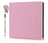 RECUTMS Photo Album Self Adhesive DIY 40 White Pages for 4x6 8x10 Pictures Size Large Capacity Linen Photos Baby Scrapbook Magnetic Book Wedding Family Memory Book（Pink）