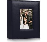 RECUTMS Photo Albums 4x6 Photos Premium Leather Cover Black Page Sleeves Family Small Personalised Photo Albums For Wedding Anniversary Book Albums Baby Photos Albums (Blue)