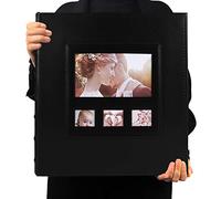 RECUTMS Photo Albums 6x4 600 Pockets with 4 Windows Black Premium PU Leather Cover Photo Albums Books Wedding Anniversary Photo Albums Baby Photo Picture Albums (Black)