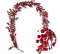 RECUTMS Red Berry Garland Christmas Decoration 6.23Ft Holiday Garland Artificial Red Berry Garland with Bendable Stems Christmas Fireplace Decoration Banister(Red Berry)
