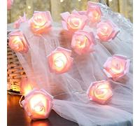 RECUTMS Rose Fairy String Lights, 20 LED Pink Flower Indoor Battery Powered Lights Gifts for Valentine's Day Wedding Home Outdoor Bedroom Girls Mother's Day Anniversary Birthday Party Decorations