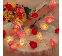 RECUTMS Rose String Lights,9.8 Ft 20 LED Artificial Flower Garland Fairy Battery Operated Light for Valentine's Day Wedding Mother's Day Anniversary Decor Presents for Girls(Red+Pink+White)