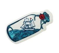Recycl Patch sea Bottle - Iron on Patches Adhesive Emblem Stickers Appliques, Size: 2,72 x 1,32 inches