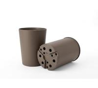 Recyclable 1L Sqaure/Round Plant Pots with Label Slot, Taupe, 6 Pack | 10.4