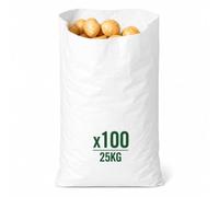 Recyclable Brown Paper Potato Sack 850mm x 330mm Holds Up To 25KG Packs Of 3, 5,10, 20 Available (Pack of 100 - White)