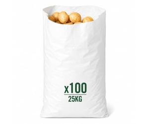 Recyclable Brown Paper Potato Sack 850mm x 330mm Holds Up To 25KG Packs Of 3, 5,10, 20 Available (Pack of 100 - White)