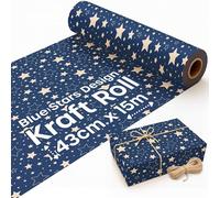 Recyclable Brown Wrapping Paper with Twine 430mm x 15m, Blue Star ECO Kraft Wrapping Paper for Parcel Paper, Gift Wrapping, Arts & Crafts Paper Roll