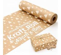 Recyclable Brown Wrapping Paper with Twine 430mm x 15m, Trees ECO Kraft Wrapping Paper for Parcel Paper, Gift Wrapping, Arts & Crafts Paper Roll