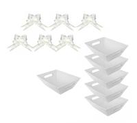 Recyclable Gift Boxes with Handles and Decorative Bows Elegant White Basket for Parties Event Celebration Customizable Krafts Paper Present Basket