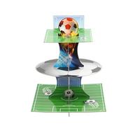 Recyclable Multilevel Dessert Tray with Football Pattern Soccer Themed Cupcake Holder Ideal for Celebration Paper Multilayer Cake Stand